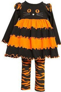   Bonnie Jean Halloween pageant cat dress outfit zebra leggings party