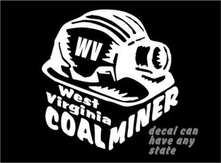 Coal Miner Hard Hat with state car truck window laptop decal sticker 