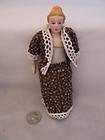 Doll House Doll Flexible Woman Bendable Rubbery Brown Dress Miniature 