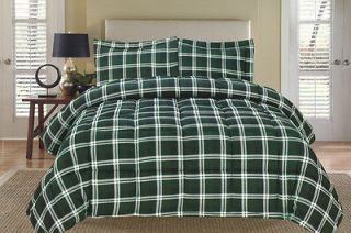 Plaid Green Down Alternative Comforter Set Full/Queen