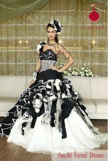 New Black White Quinceanera Formal Prom Wedding dress Color Accented 