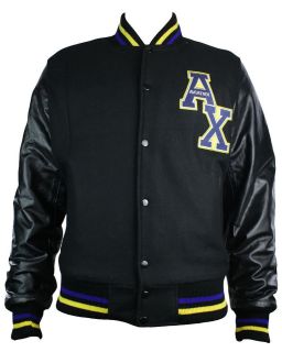   College Baseball Real Leather Arms Bomber Jacket Varsity Yellow Blue