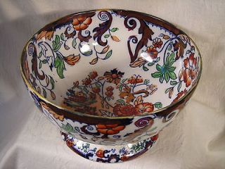   LG.GAUDY WELSH IRONSTONE LUSTRE FOOTED COMPOTE AMHERST JAPAN PAT