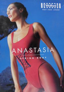 WOLFORD Anastasia Black String Bodysuit Size Medium New In Box