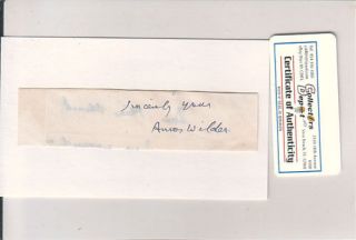 AMOS WILDER Poet/Minister/​Theology Professor d.1993 Signed Cut Auto 