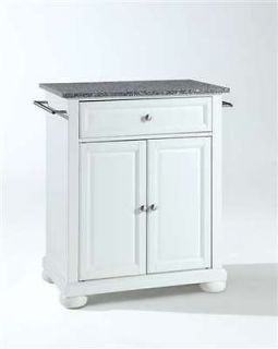 Crosley Alexandria Solid Granite Top Portable Kitchen Island in White
