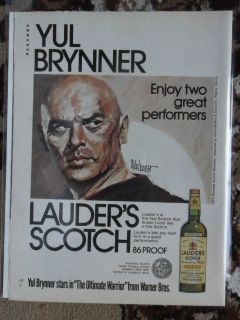 1975 Print Ad Lauders Scotch Yul Brynner Aldo Luongo ART PAGE