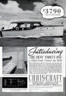 FA 1938 CHRIS CRAFT 31 CRUISER YACHT WOOD BOAT ALGONAC AD