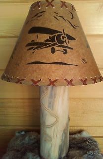 AIRPLANE LAMP* VINTAGE LOOK! PILOT GIFT RUSTIC BI PLANE LOG 