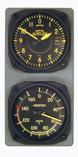 Trintec Vintage Altimeter Clock/Airspeed Indicator Thermometer Wall 