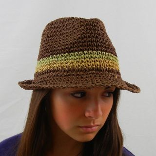   Women D&Y Paper Floppy Fedora Hat Brown $25 One Size David Young NWT