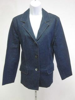 ABS BY ALLEN SCHWARTZ Dark Blue Wash Collared Long Sleeve Denim Jacket 