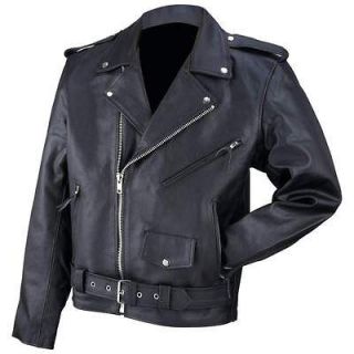 Mens Rocky Mountain Hides Cowhide Black Solid Leather Motorcycle Biker 