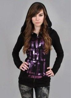 ABBEY DAWN BY AVRIL LAVIGNE WHAT THE HELL PURPLE FOIL HOODIE XS WOMEN