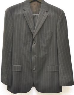 Hugo Bos Saks 5th Ave Black Pinstripe Mens Suit 40R USA Wool Mohair 