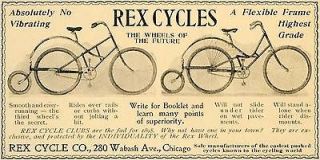 1898 Ad Rex Cycle Three Wheel Bicycles Antique Chicago   ORIGINAL 