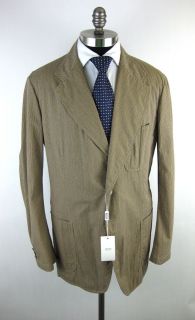 New ARMANI COLLEZIONI Italy Dk Beige Stripe Coat Jacket Blazer 46 46R 