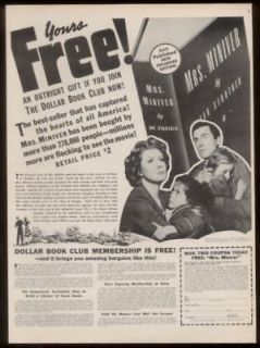 1943 Greer Garson photo Mrs. Miniver movie & book ad