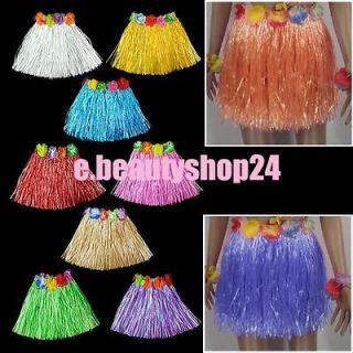 Artificial Grass Luau Skirt With Flowers For Luau Party Beach Party 