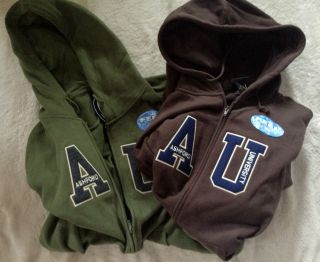 Ashford University AU Stitched Full Zip Hoodie Pockets  FREE 