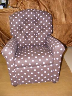 Brown with Pink Polka Dots Kids Rocking Recliner Chair