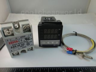 100 240V Digital PID Temperature Controller + max.40A SSR + K 