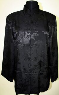Asian chinese Silk Mens Jacket Black M L XL 2XL