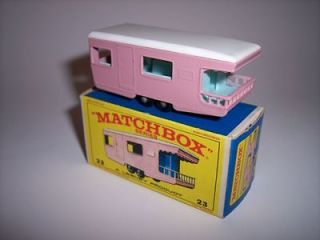 1960s Original 1965 23d Lesney Matchbox Pink Camping #23 Trailer 
