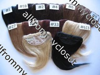 BLACK BROWN AUBURN CLIPON BANGS REMY HAIR EXTENSIONS
