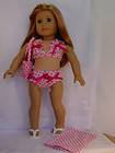 Doll Clothes Pink Polka Dot Bikini Bag Towel Flip Flops Fit American 