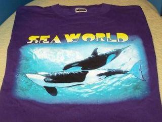 SEA WORLD Two Killer Whales 1990s T Shirt XL Aurora OH