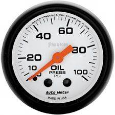 Auto Meter Phantom 2 1/16 Oil Pressure Gauge   0 100 PSI