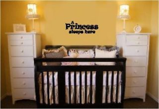 Princess Sleeps Here Baby Girl Room Wall Sticker Letter