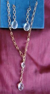 Avon Goldtone Dangle Earrings &Chain Necklace NEW