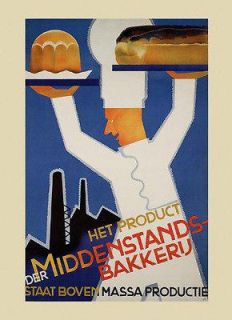 Bakery Bread Cakes Pastries Pies Baked Cook Food Vintage Poster Repro 