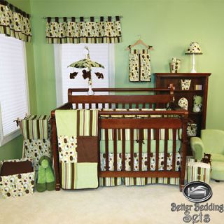 Baby Boy Girl Neutral Kid Brown Green Dot For Crib Nursery Newborn 