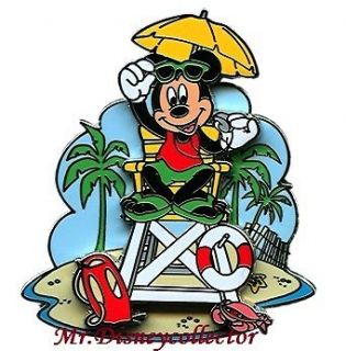 Disney Pin Mickey Mouse dressed as a Beach Lifeguard in Chair ~ 3D