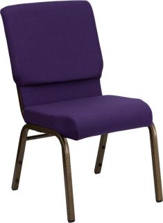 Hercules Series Royal Purple Stacking Church Chair Gold Vein Frame