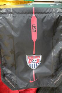 Nike USA Soccer Black Action Red White Black Nylon Drawstring Gym Bag 