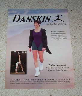 1995 ad page   Danskin leotards NADIA COMANECI Olympic Gymnast 