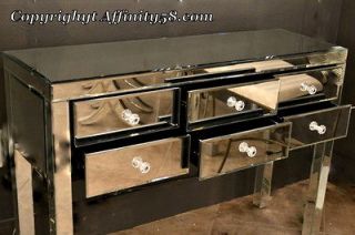 Bethel Contemporary Mirrored 6 Drawer Vanity Console Entry Table $ 