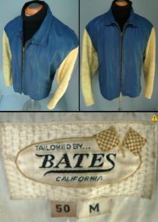 VTG BATES 60s RARE XL Sz TWO Tone LEATHER MOTORCYCLE Cafe Racer 