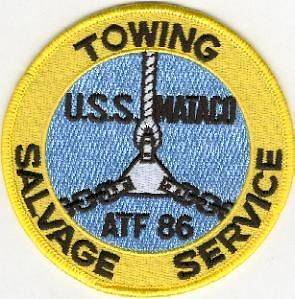 USS Mataco ATF 86 Fleet Tug Boat   Towing Salvage Service BC Patch Cat 