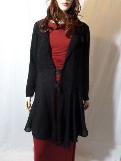 Zuza Bart lagenlook black linen fine knitted asymmetric jacket 