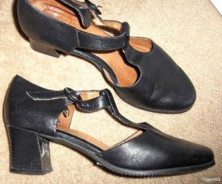 BEAUTIFEEL black leather Comfy t strap Mary Janes PUMPS heels shoes 40 