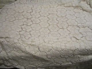 Vintage Handmade White Crochet Bedspread Coverlet 72in X 84in