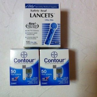 Bayer Contour, 2X50 Test Strips (Free Lancet 100 Count)