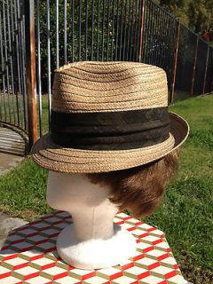 Vintage Knox Woven Straw Fedora Hat Size 7 May Co San Diego New York 