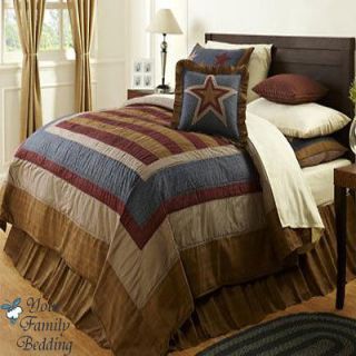   Star Patriotic Stripe Queen King Size Cotton Quilt Bedding Bed Set