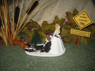 HUMOROUS WEDDING RABBIT HARE BEAGLE DOG HUNTING CAKE TOPPER PRIORITY 